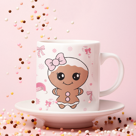 Taza navideña coquette con galleta de jengibre